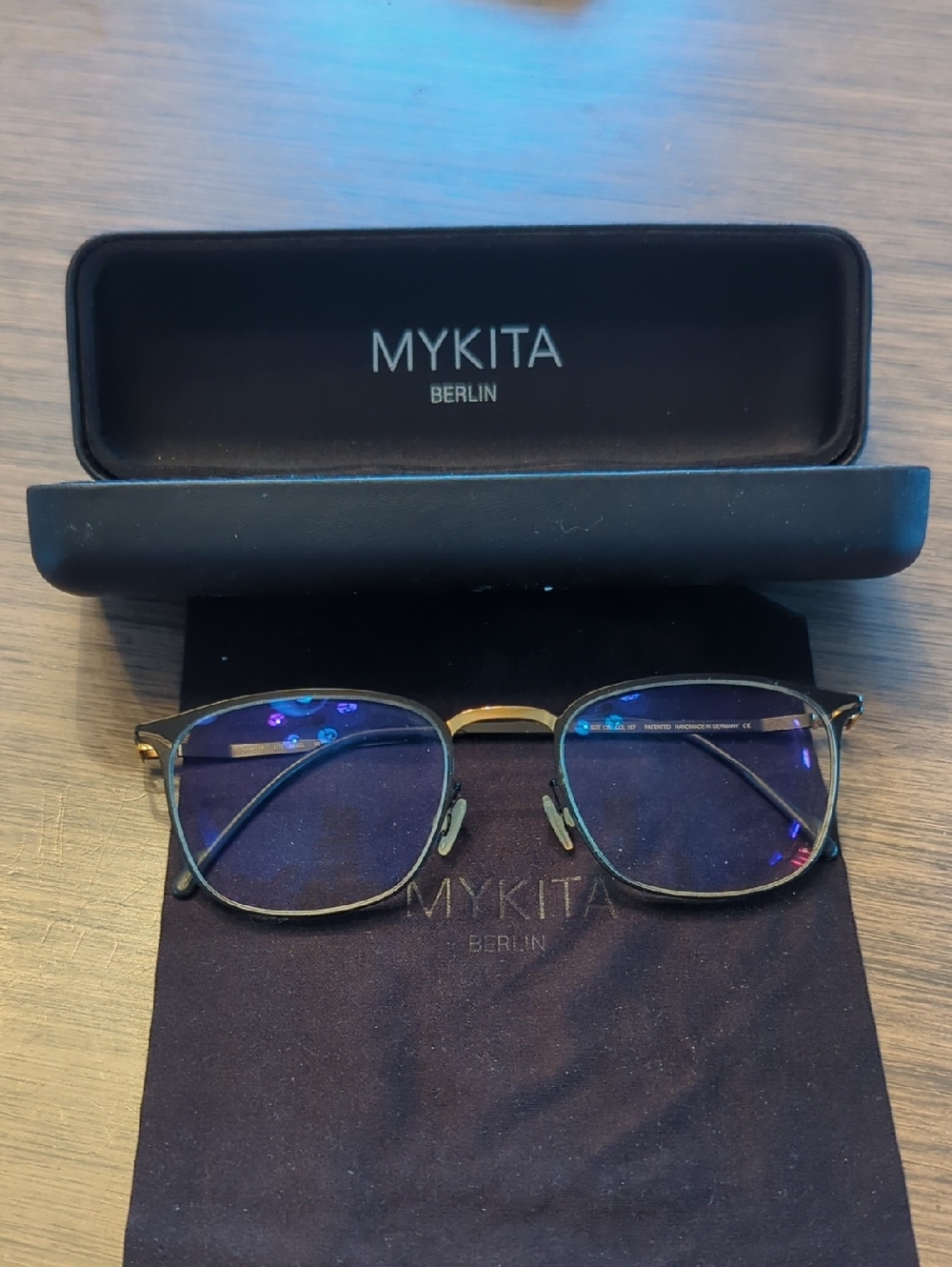 MYKITA Lite Askel Gold and Black Optical Glasses